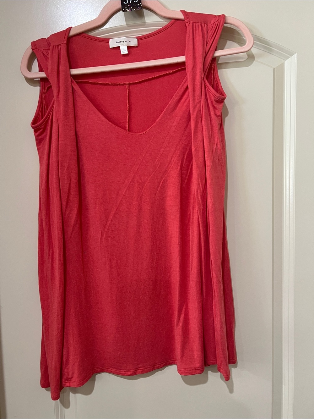 Hailey & Co. Women’s Coral Long Sleeve Layered Colds shoulder tee. H375
